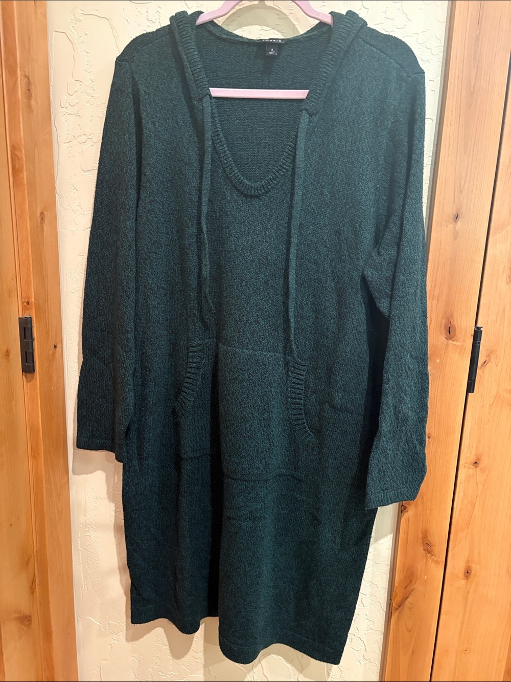 Torrid Hooded Knit Sweater Dress in Dark Green & Black Size 3